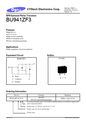 BU941ZF3 Datasheet PDF Cystech Electonics Corp.