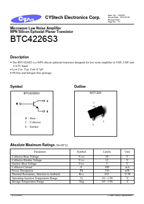 BTC4226S3 Datasheet PDF Cystech Electonics Corp.