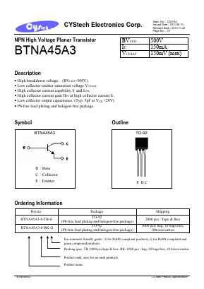 BTNA45A3 Datasheet PDF Cystech Electonics Corp.