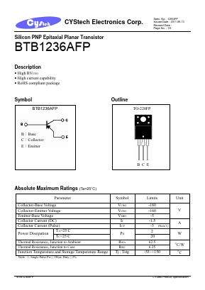 BTB1236AFP Datasheet PDF Cystech Electonics Corp.
