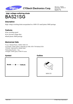 BAS21SG Datasheet PDF Cystech Electonics Corp.