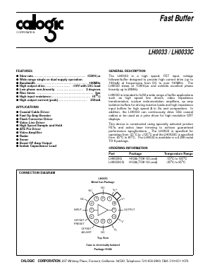 LH0033C Datasheet PDF Calogic, LLC