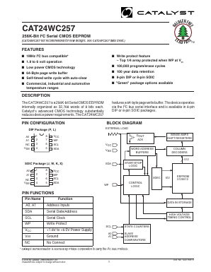 CAT24WC257WITE13 Datasheet PDF Catalyst Semiconductor => Onsemi