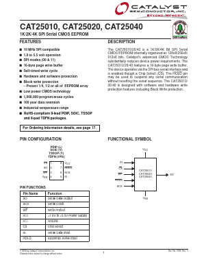 CAT25010YI Datasheet PDF Catalyst Semiconductor => Onsemi