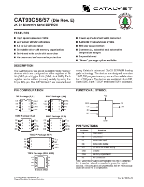 CAT93C56KA-1.8TE13 Datasheet PDF Catalyst Semiconductor => Onsemi