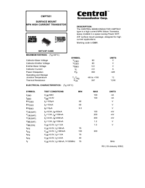 CMPT651 Datasheet PDF Central Semiconductor