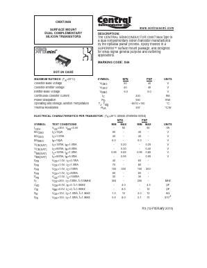 CMXT3946 Datasheet PDF Central Semiconductor