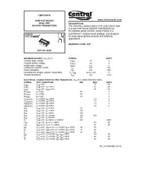 CMXT2907A Datasheet PDF Central Semiconductor