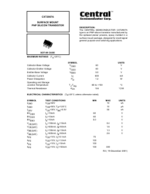 CXT2907A Datasheet PDF Central Semiconductor