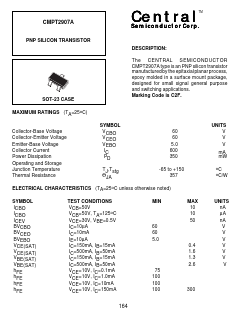 CMPT2907A Datasheet PDF Central Semiconductor