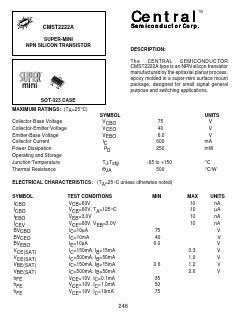 CMST2222A Datasheet PDF Central Semiconductor