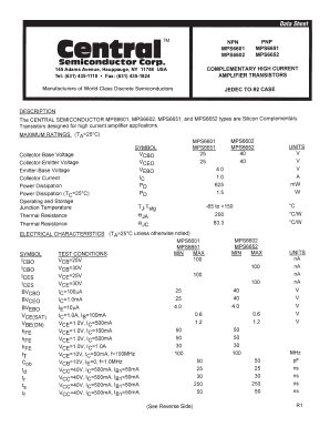 MPS6601 Datasheet PDF Central Semiconductor