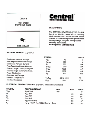 CLL914 Datasheet PDF Central Semiconductor