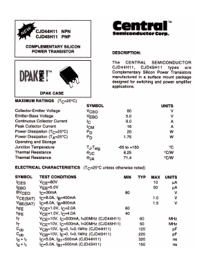 CJD44H11 Datasheet PDF Central Semiconductor