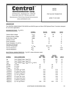 2N3762 Datasheet PDF Central Semiconductor