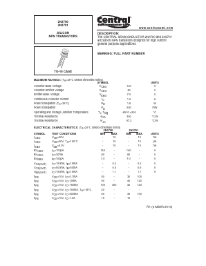 2N3700 Datasheet PDF Central Semiconductor