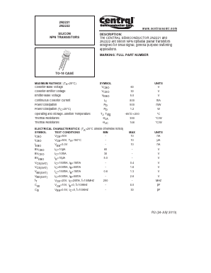 2N2221 Datasheet PDF Central Semiconductor