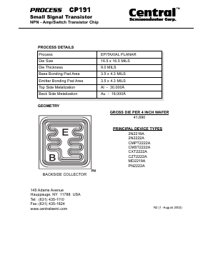 CP191 Datasheet PDF Central Semiconductor