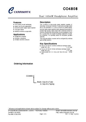 CO4808 Datasheet PDF CERAMATE TECHNICAL