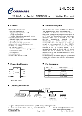 24LC02 Datasheet PDF CERAMATE TECHNICAL