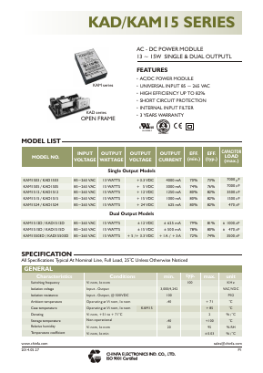 KAM1505 Datasheet PDF CHINFA ELECTRONICS