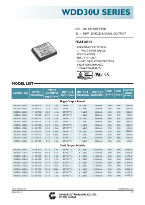 WDD30-03S2U Datasheet PDF CHINFA ELECTRONICS