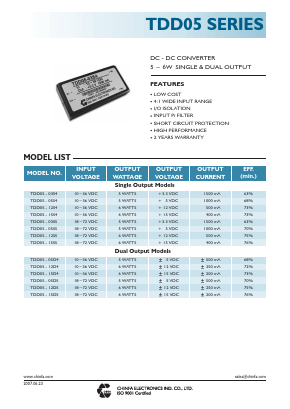 TDD05-05D4 Datasheet PDF CHINFA ELECTRONICS