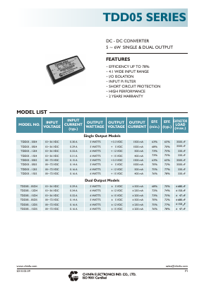 TDD05-05D4 Datasheet PDF CHINFA ELECTRONICS