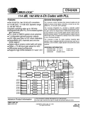 CS42426-CQZ Datasheet PDF Cirrus Logic