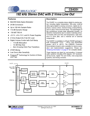 CS4351-CZZR Datasheet PDF Cirrus Logic