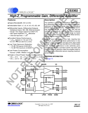 CS3302-ISZ Datasheet PDF Cirrus Logic