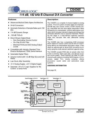 CS4365-EQZ Datasheet PDF Cirrus Logic