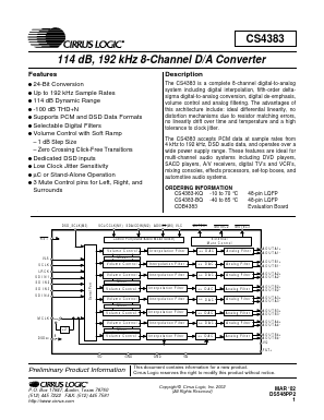 CDB4383 Datasheet PDF Cirrus Logic