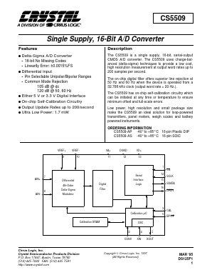 CS5509 Datasheet PDF Cirrus Logic