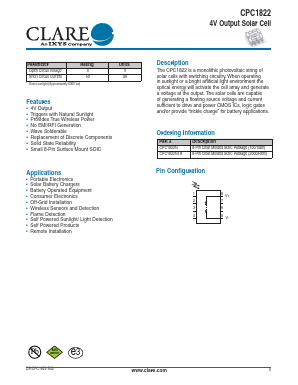 CPC1822NTR Datasheet PDF Clare Inc  => IXYS