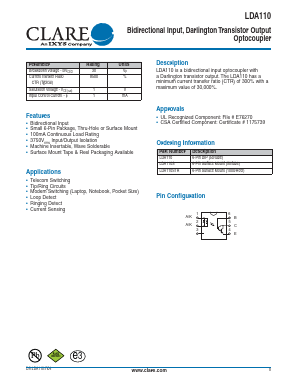 LDA110 Datasheet PDF Clare Inc  => IXYS