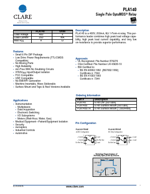 PLA140 Datasheet PDF Clare Inc  => IXYS