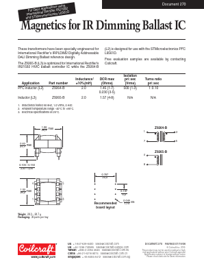 Z9265-B Datasheet PDF Coilcraft Inc