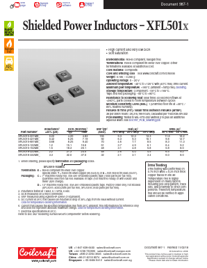 XFL5015-221MED Datasheet PDF Coilcraft Inc