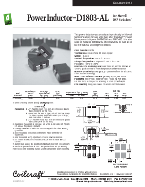 D1803-AL Datasheet PDF Coilcraft Inc