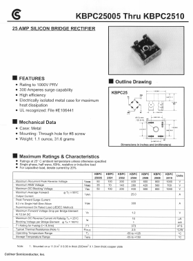KBPC2504 Datasheet PDF Collmer Semiconductor
