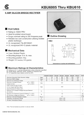 KBU6005 Datasheet PDF Collmer Semiconductor
