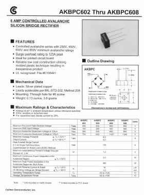 AKBPC608 Datasheet PDF Collmer Semiconductor