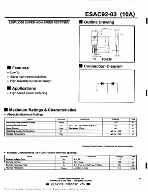 ESAC92-03 Datasheet PDF Collmer Semiconductor