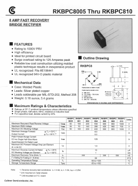 RKBPC8005 Datasheet PDF Collmer Semiconductor