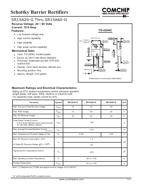 SR15A60-G Datasheet PDF ComChip