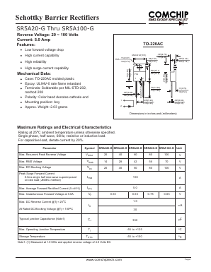 SR5A60-G Datasheet PDF ComChip