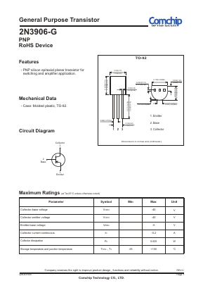 2N3906-G Datasheet PDF ComChip