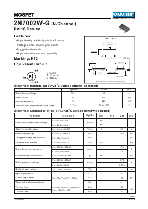 2N7002W-G Datasheet PDF ComChip