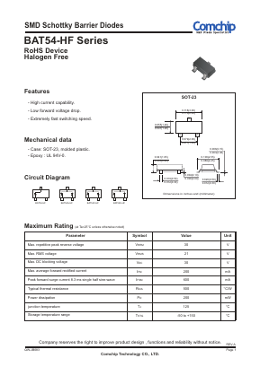 BAT54S-HF Datasheet PDF ComChip